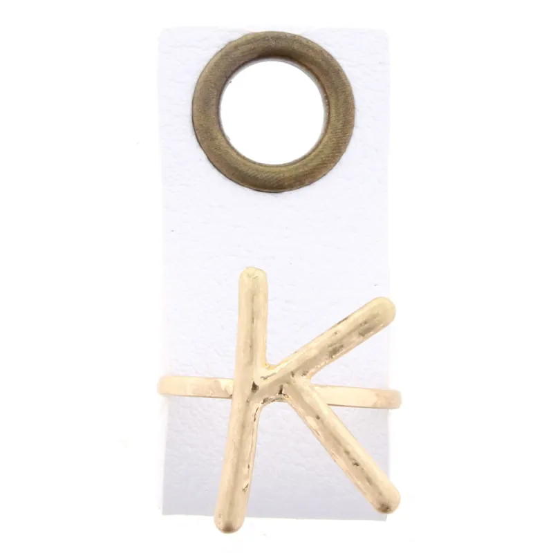 K Initial Adjustable Ring sold by Charming Charlie
