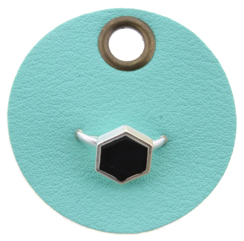 Black and Gold Confetti Circle Adjustable Gold RIng sold by Charming Charlie