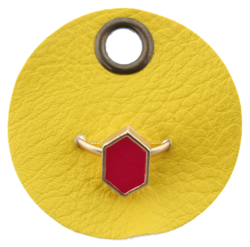 Hot Pink Hexagon Adjustable Gold Ring sold by Charming Charlie