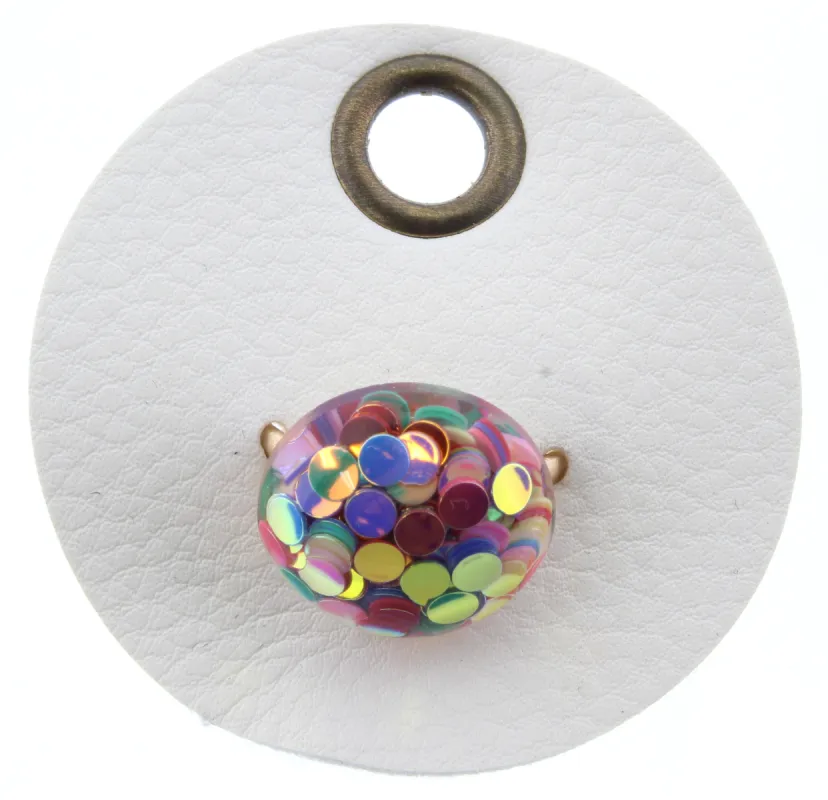 Multi Color Confetti Circle Adjustable Gold Ring sold by Charming Charlie