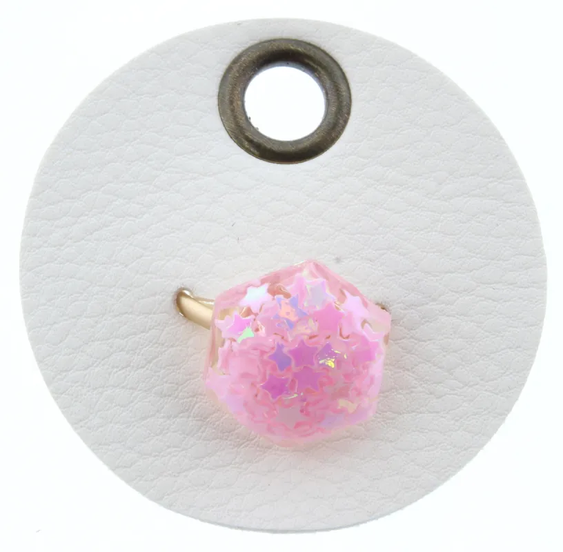 Pink Confetti Hexagon Adjustable Gold Ring sold by Charming Charlie
