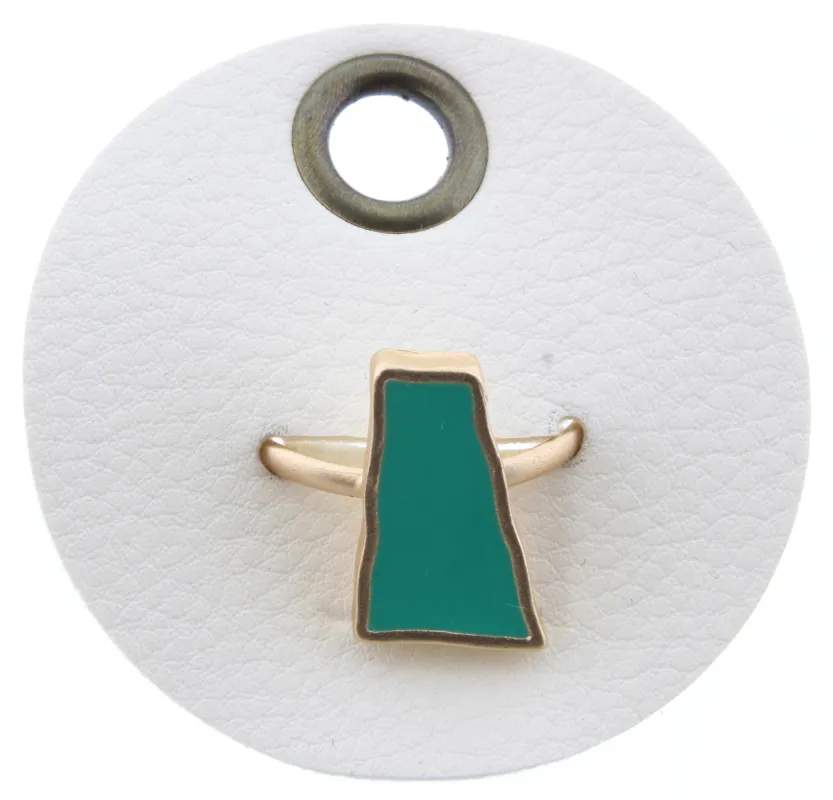 Teal Pentagon Adjustable Gold Ring sold by Charming Charlie