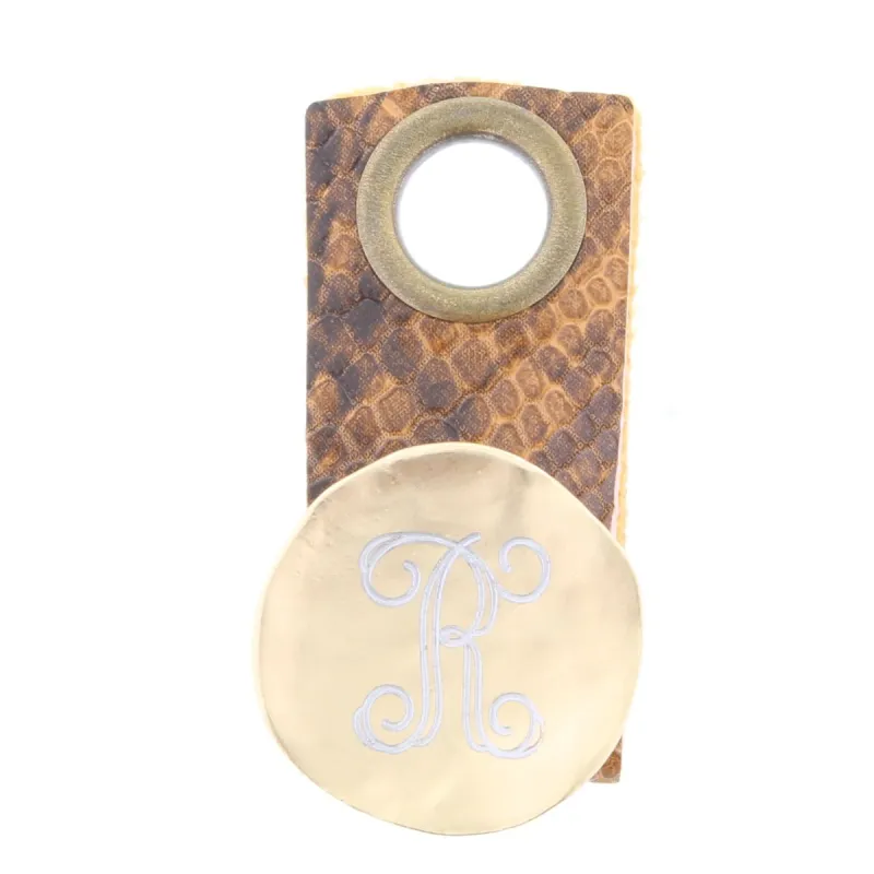 "R" Engraved Initial Gold Disk Adjustable Ring sold by Charming Charlie