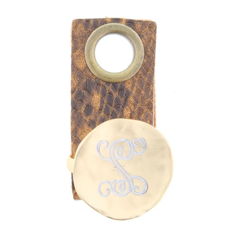 "S" Engraved Initial Gold Disk Adjustable Ring sold by Charming Charlie