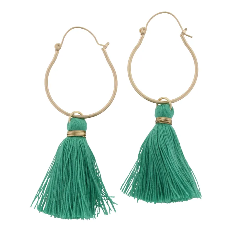 Mint Tassel on Hoop Earring sold by Charming Charlie