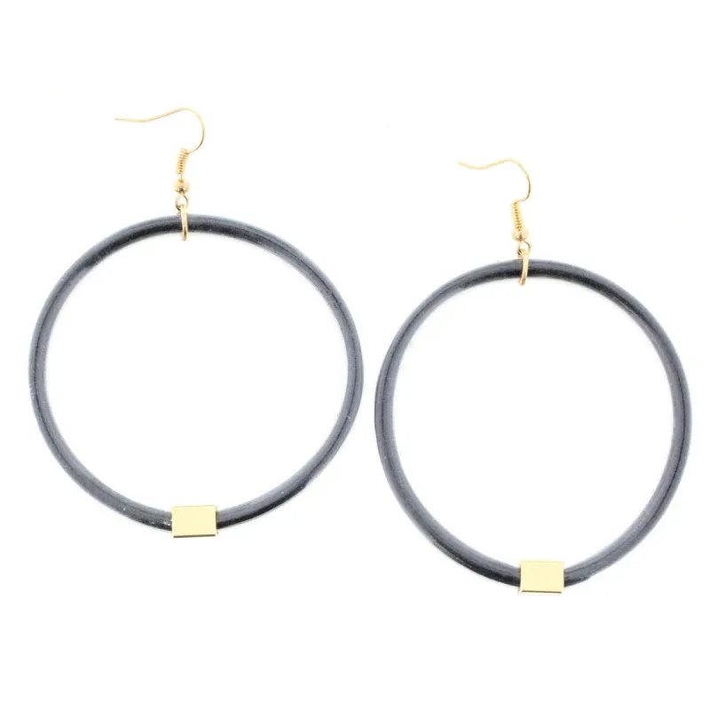 Jet Glitter with Gold Station Hoop Earring sold by Charming Charlie