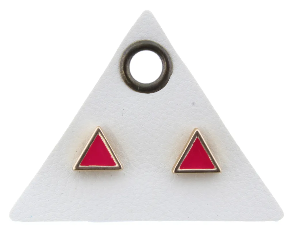 Hot Pink Triangle Stud Earring sold by Charming Charlie