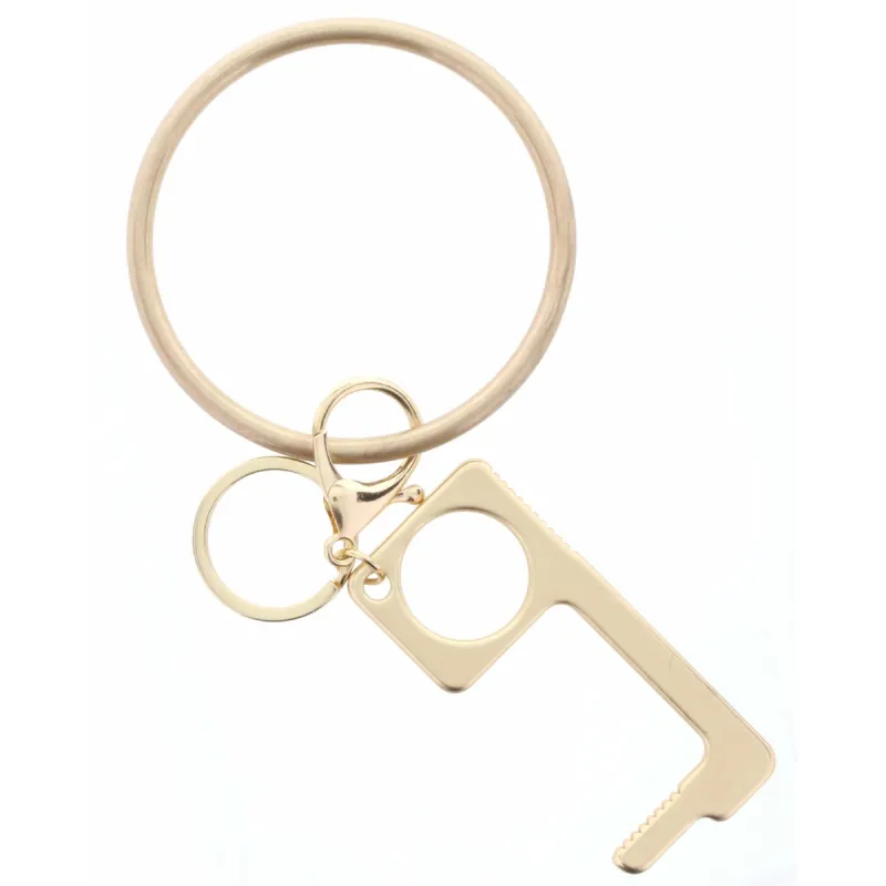 Gold Bangle with Gold Touchless Key Keychain sold by Charming Charlie