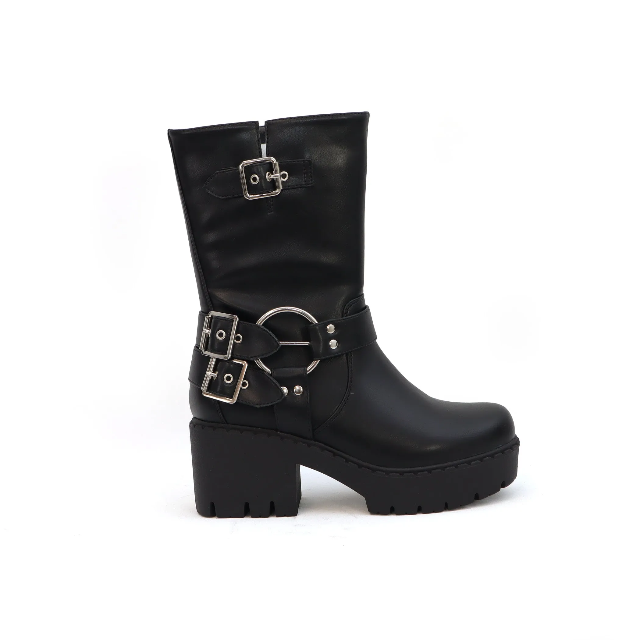 BLAKELY Women's Biker Boots With Lugsole sold by Charming Charlie