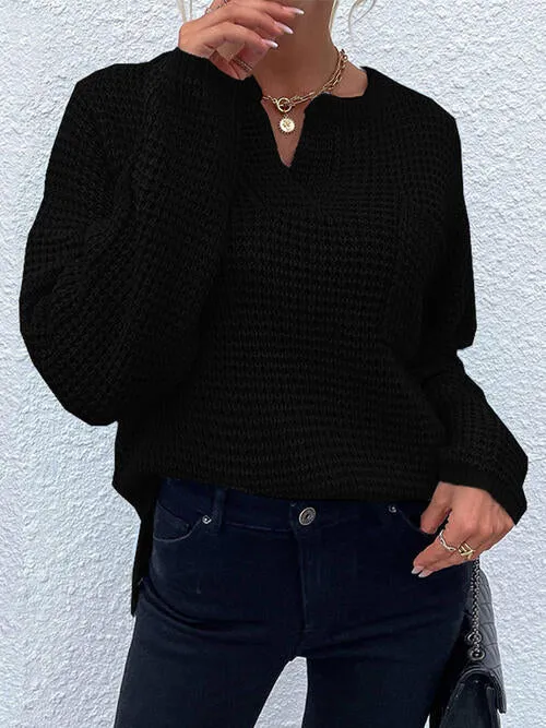 Notched Long Sleeve Sweater sold by Charming Charlie product image thumbnail 4