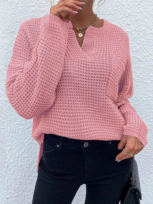 Notched Long Sleeve Sweater sold by Charming Charlie