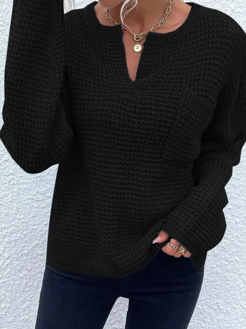 Notched Long Sleeve Sweater sold by Charming Charlie product image thumbnail 5