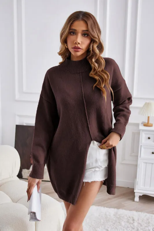 Exposed Seam Mock Neck Slit Sweater sold by Charming Charlie