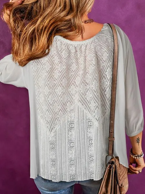 Lace Detail Round Neck Blouse sold by Charming Charlie product image thumbnail 2