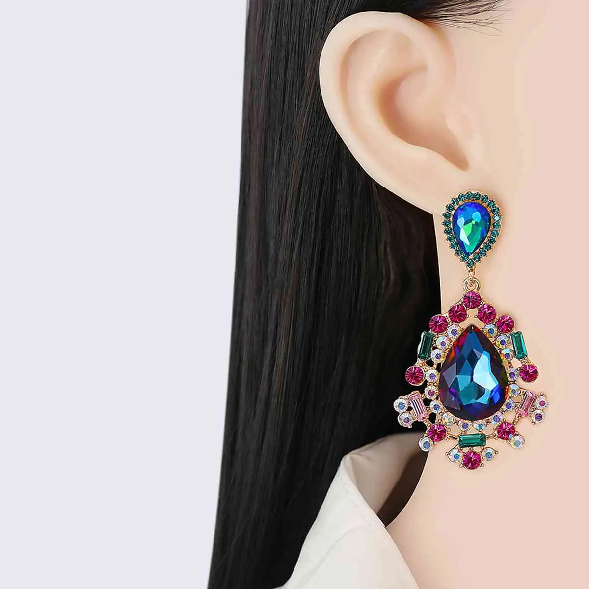 Teardrop Shape Rhinestone Alloy Dangle Earrings sold by Charming Charlie product image thumbnail 4