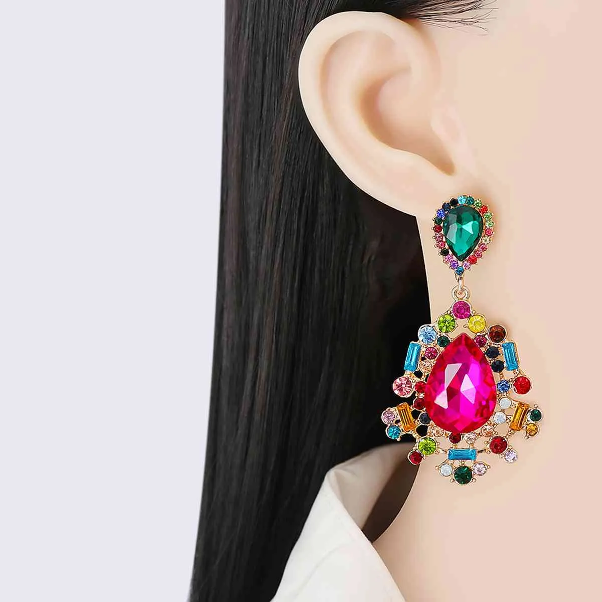 Teardrop Shape Rhinestone Alloy Dangle Earrings sold by Charming Charlie product image thumbnail 2