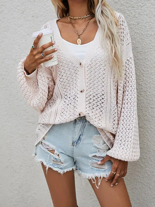 Openwork Button Front Cardigan sold by Charming Charlie product image thumbnail 4