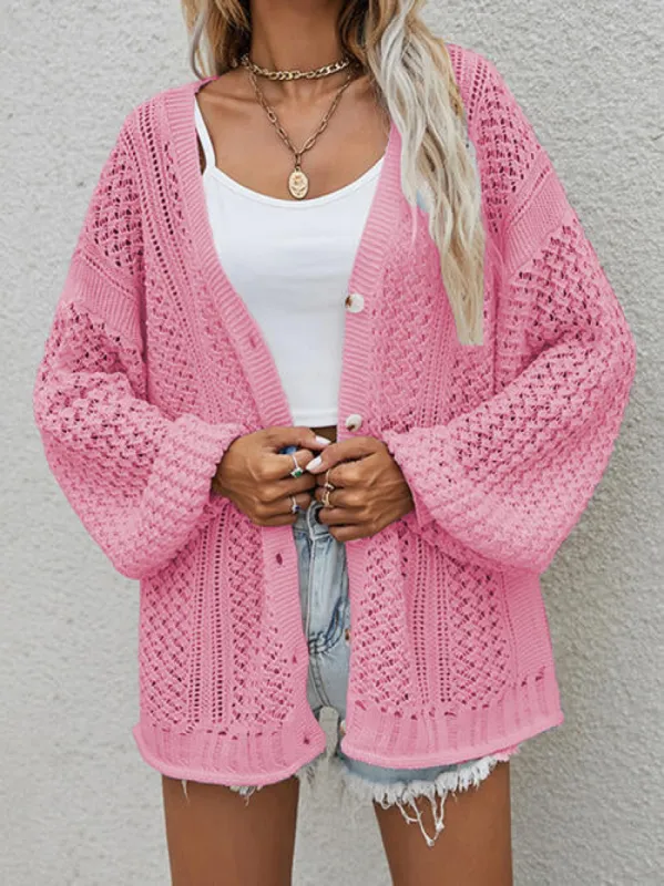 Openwork Button Front Cardigan sold by Charming Charlie