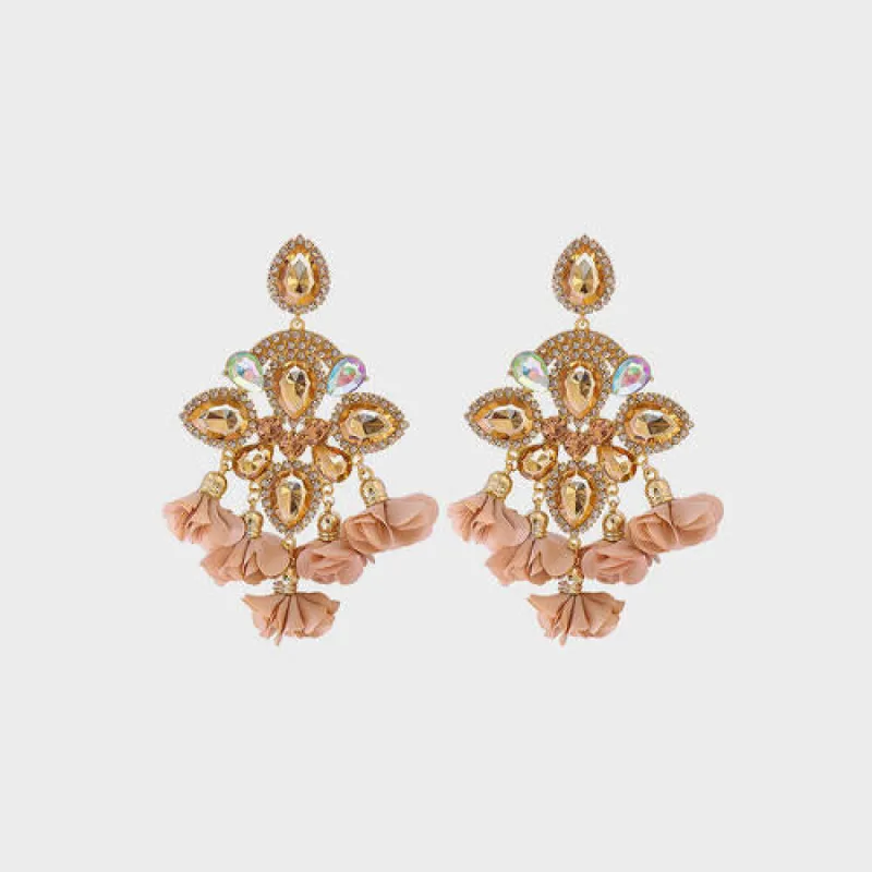 Flower Shape Rhinestone Alloy Dangle Earrings sold by Charming Charlie