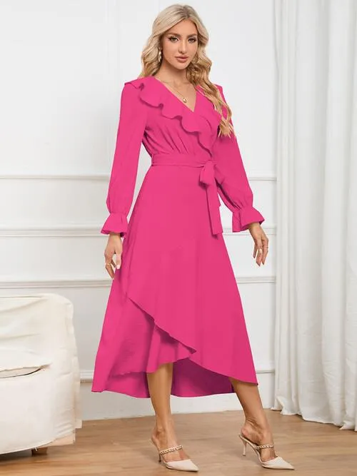 Surplice Tie Front Flounce Sleeve Dress sold by Charming Charlie product image thumbnail 3