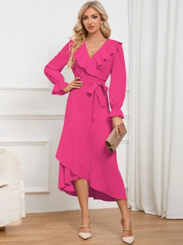 Surplice Tie Front Flounce Sleeve Dress sold by Charming Charlie