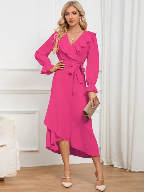 Surplice Tie Front Flounce Sleeve Dress sold by Charming Charlie