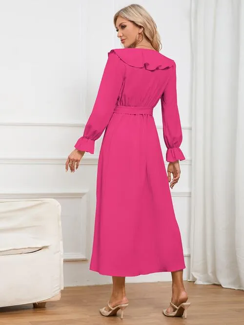 Surplice Tie Front Flounce Sleeve Dress sold by Charming Charlie product image thumbnail 2