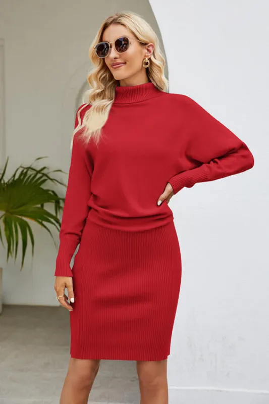 Ribbed Mock Neck Long Sleeve Dress sold by Charming Charlie