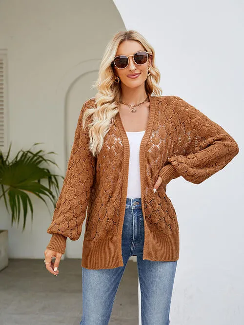 Openwork Open Front Lantern Sleeve Cardigan sold by Charming Charlie product image thumbnail 3