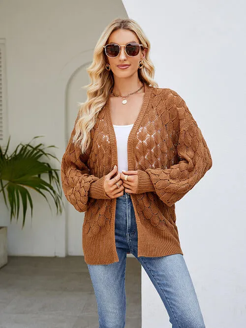 Openwork Open Front Lantern Sleeve Cardigan sold by Charming Charlie