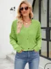 Eyelet Button Front Long Sleeve Cardigan sold by Charming Charlie
