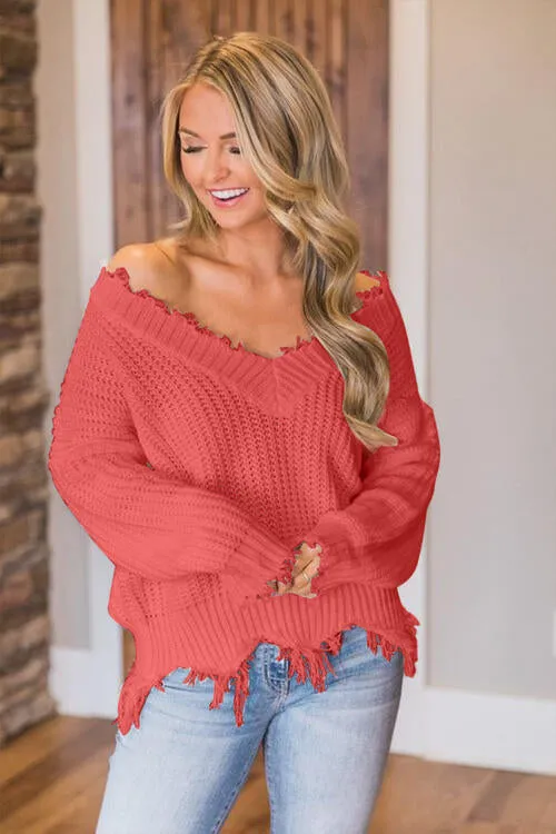 Frayed Hem Dropped Shoulder Sweater sold by Charming Charlie product image thumbnail 3