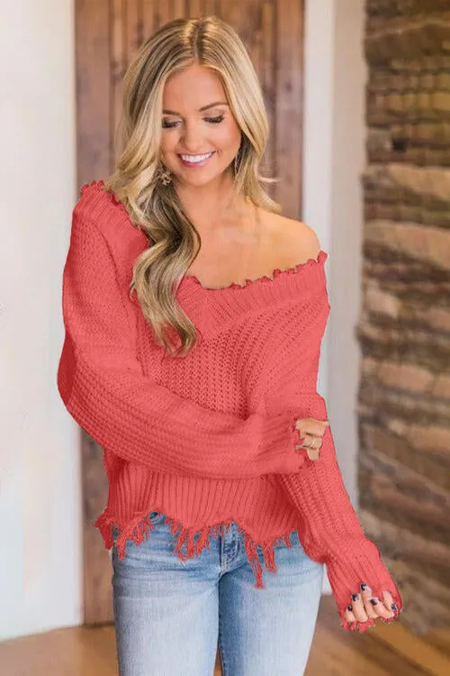 Frayed Hem Dropped Shoulder Sweater sold by Charming Charlie product image thumbnail 2
