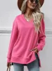 V-Neck Slit Long Sleeve Sweatshirt sold by Charming Charlie
