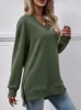 V-Neck Slit Long Sleeve Sweatshirt sold by Charming Charlie