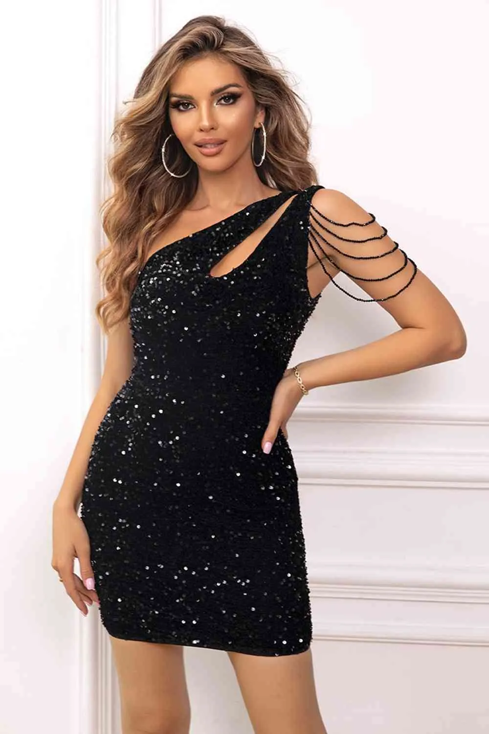 Contrast Sequin Sleeveless Mini Dress sold by Charming Charlie product image thumbnail 4