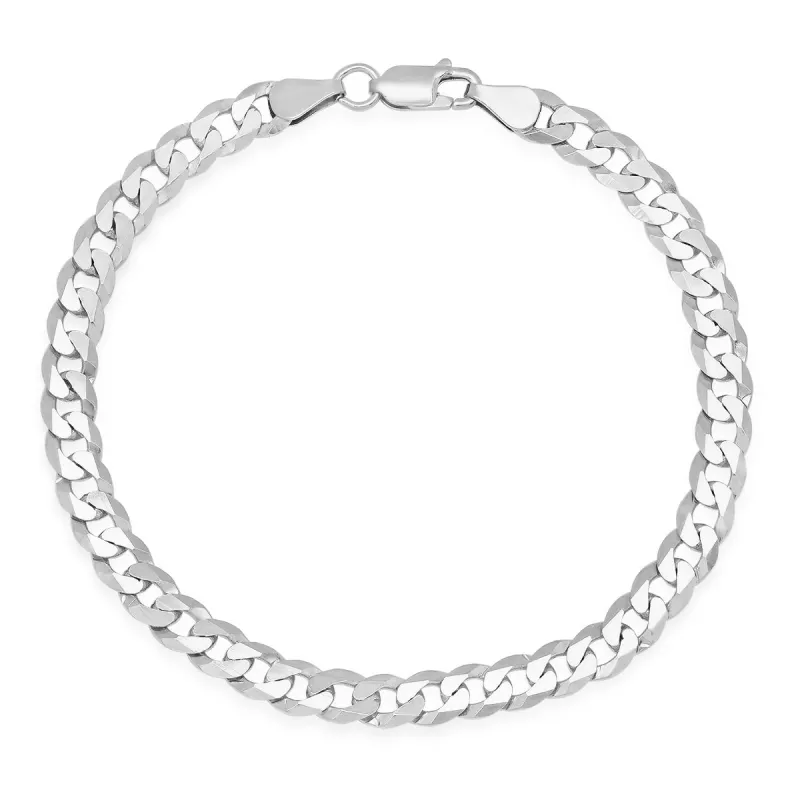 Mens Sterling Silver Italian 8.5" Thick Miami Cuban Curb Chain Bracelet sold by Charming Charlie