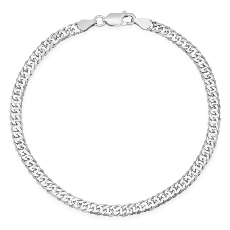 Mens Sterling Silver Italian 8.5" Miami Cuban Double Chain Bracelet sold by Charming Charlie