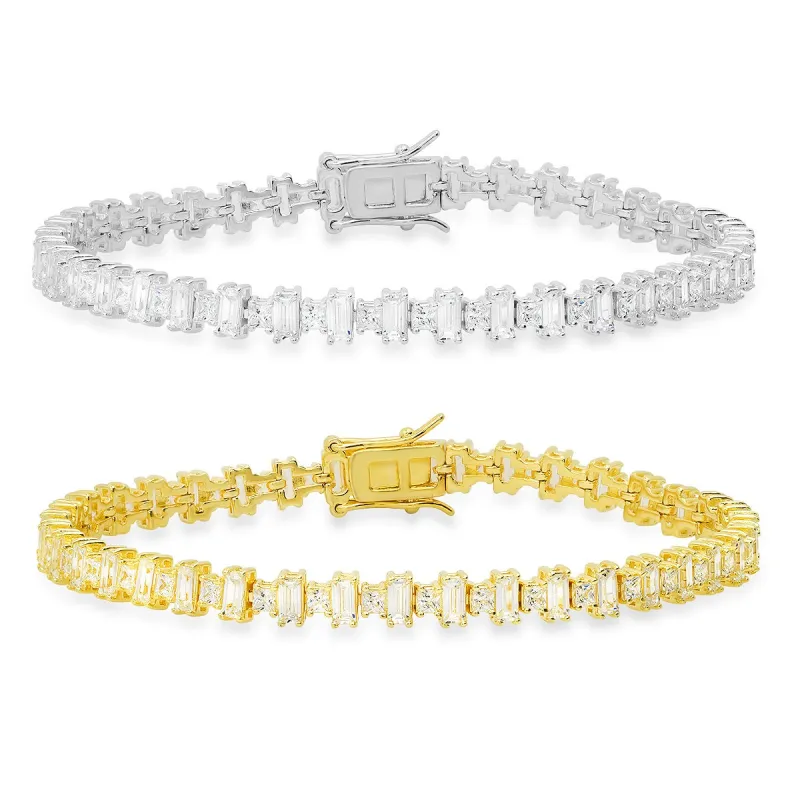 Stering Silver Princess & Baguette-cut CZ Tennis Bracelet sold by Charming Charlie