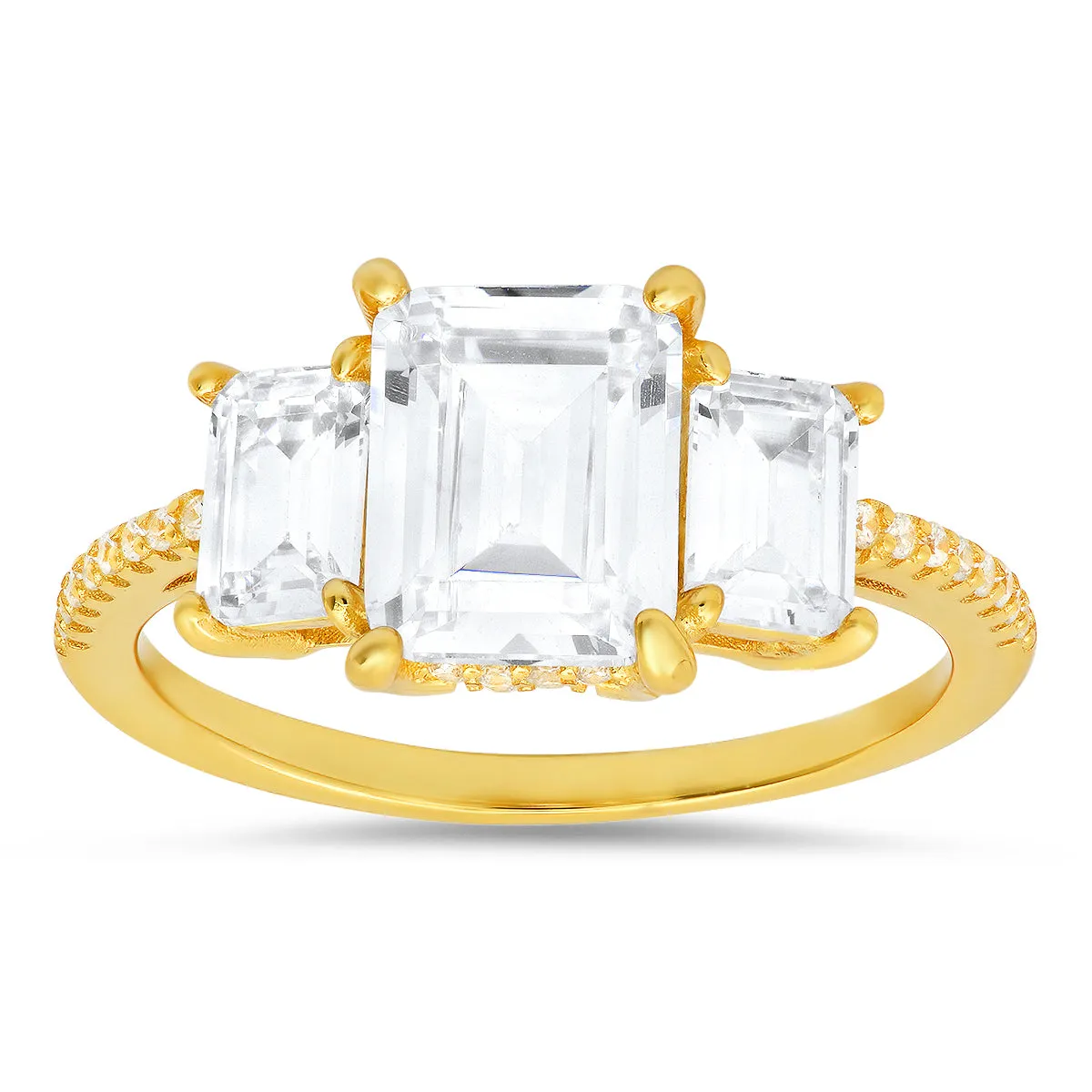 Sterling Silver 3-Stone Emerald-cut CZ Ring sold by Charming Charlie product image thumbnail 3