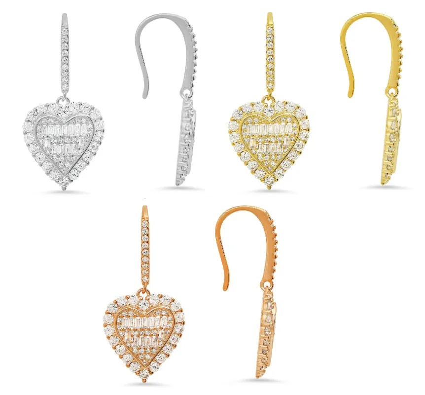 Sterling Silver Baguette CZ Halo Fishhook Earrings sold by Charming Charlie