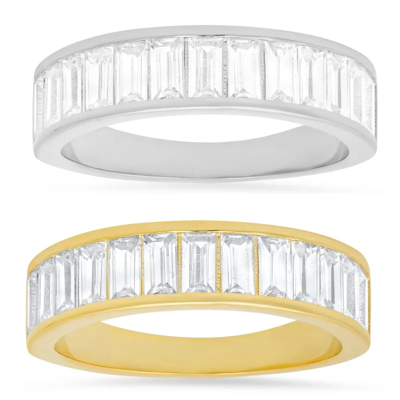 Sterling Silver Baguette-cut CZ Band Ring sold by Charming Charlie