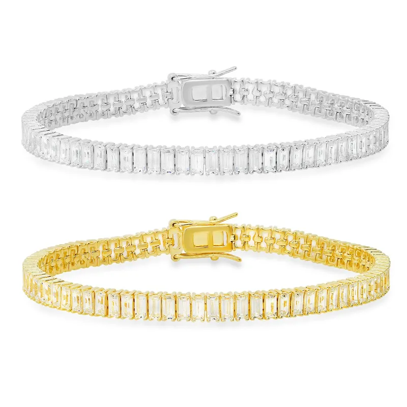 Sterling Silver Baguette-cut CZ Tennis Bracelet sold by Charming Charlie