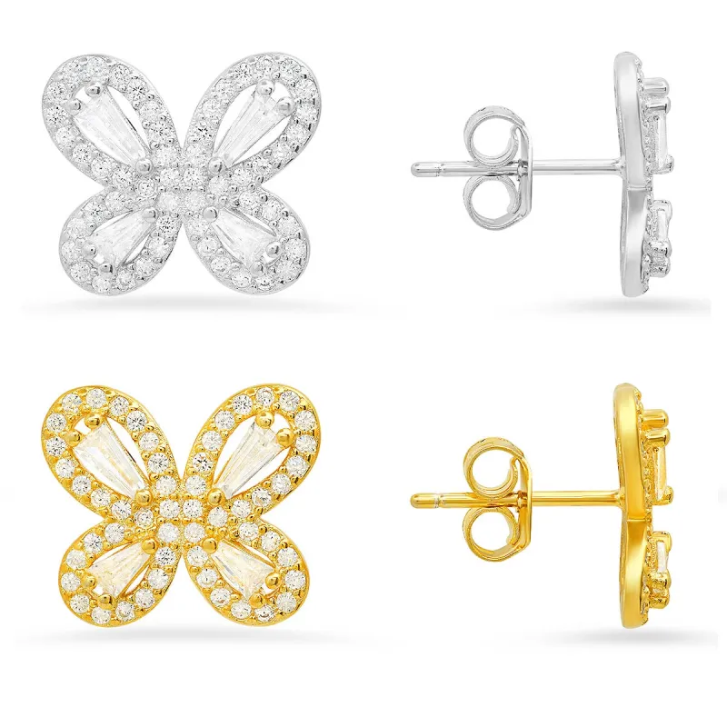 Sterling Silver Butterfly CZ Stud Earrings sold by Charming Charlie