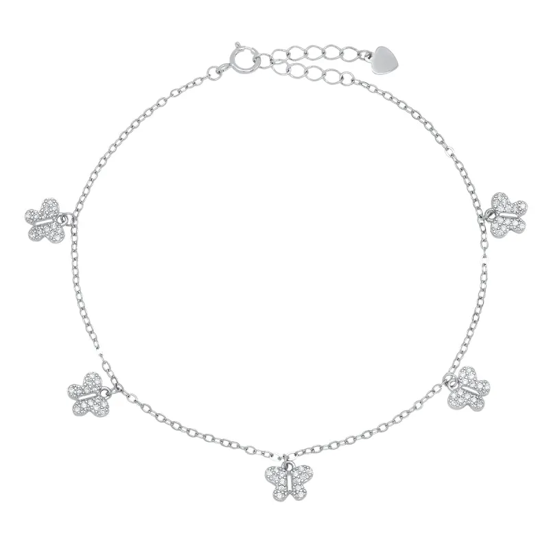 Sterling Silver CZ Butterfly Charm Bracelet sold by Charming Charlie