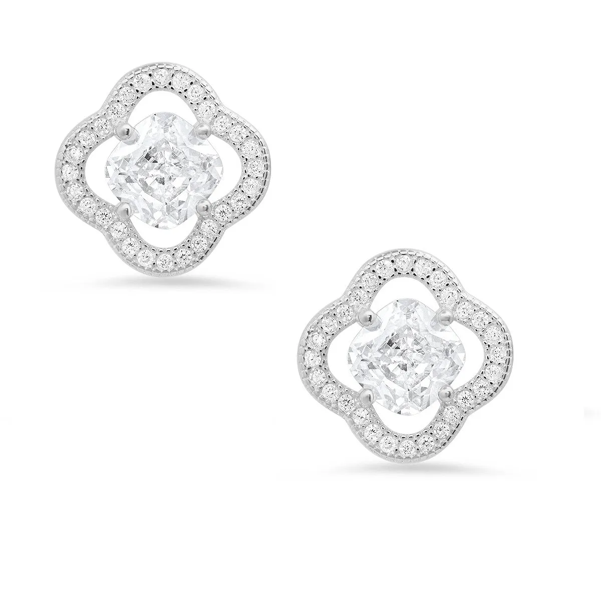 Sterling Silver Cushion-cut Flower CZ Stud Earrings sold by Charming Charlie product image thumbnail 4