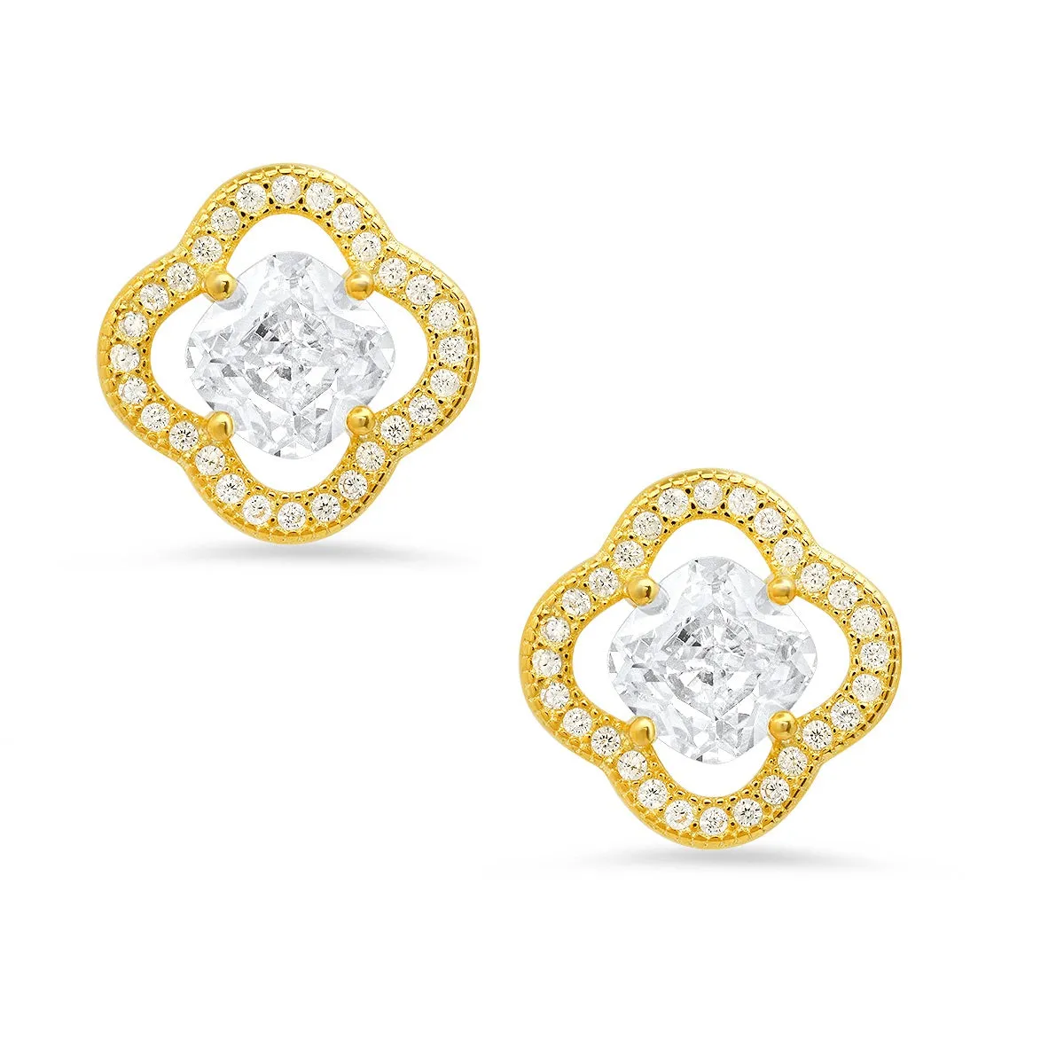 Sterling Silver Cushion-cut Flower CZ Stud Earrings sold by Charming Charlie product image thumbnail 5