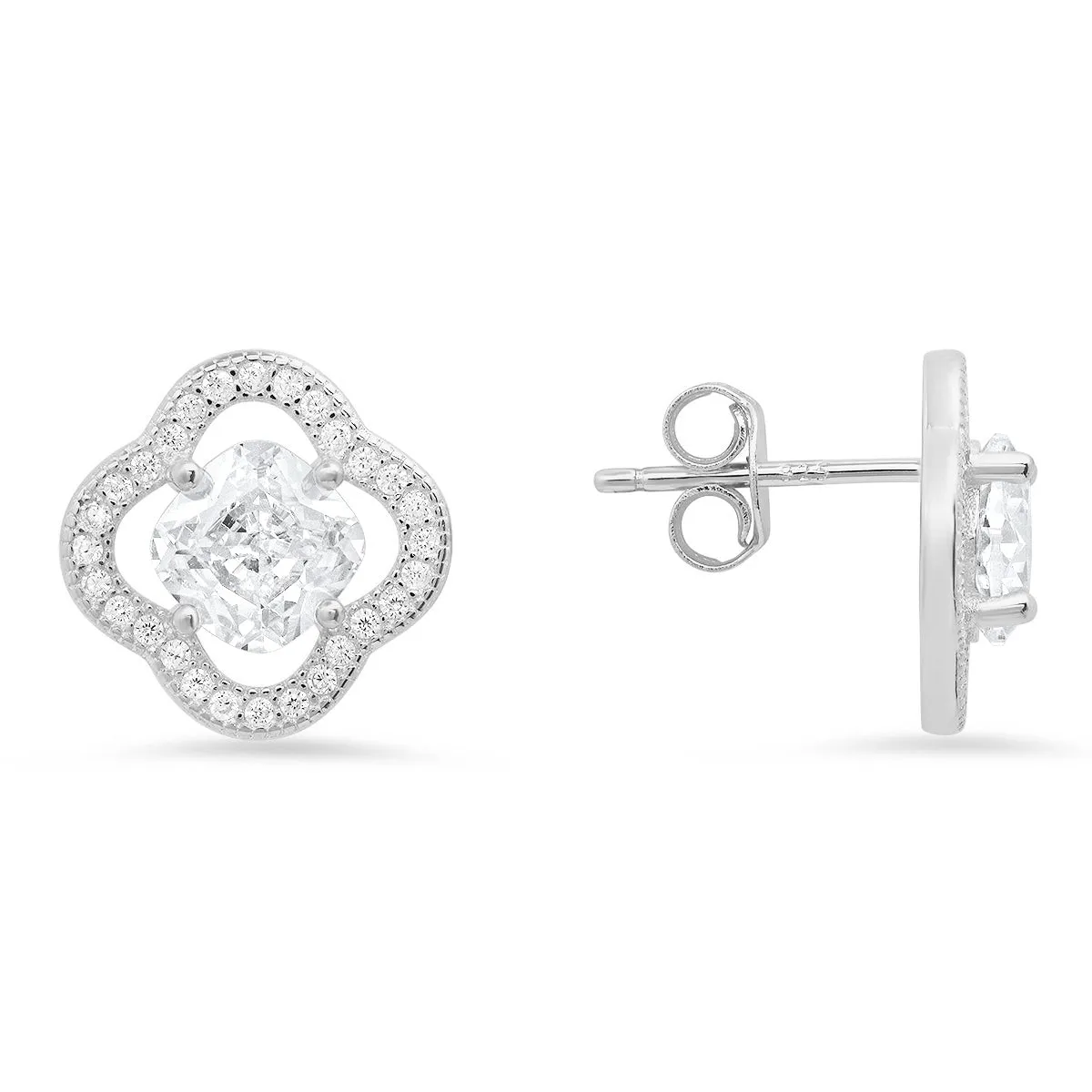 Sterling Silver Cushion-cut Flower CZ Stud Earrings sold by Charming Charlie product image thumbnail 2