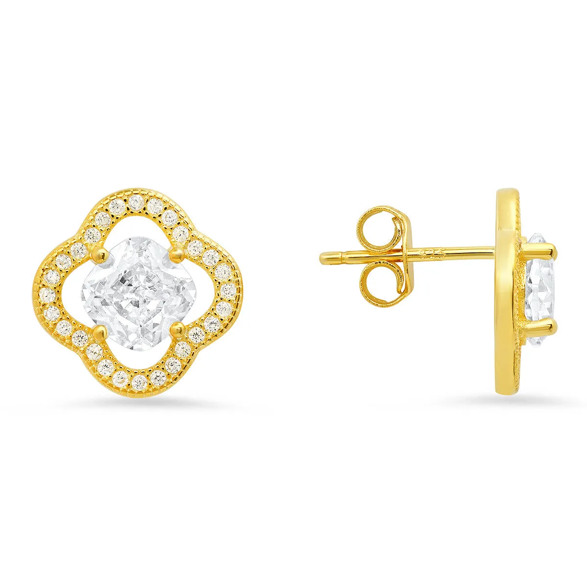 Sterling Silver Cushion-cut Flower CZ Stud Earrings sold by Charming Charlie product image thumbnail 3