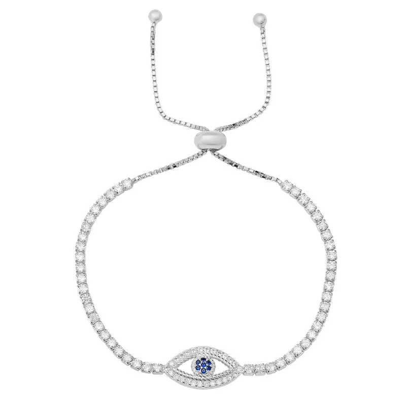Sterling Silver CZ Evil Eye Adjustable Bracelet sold by Charming Charlie